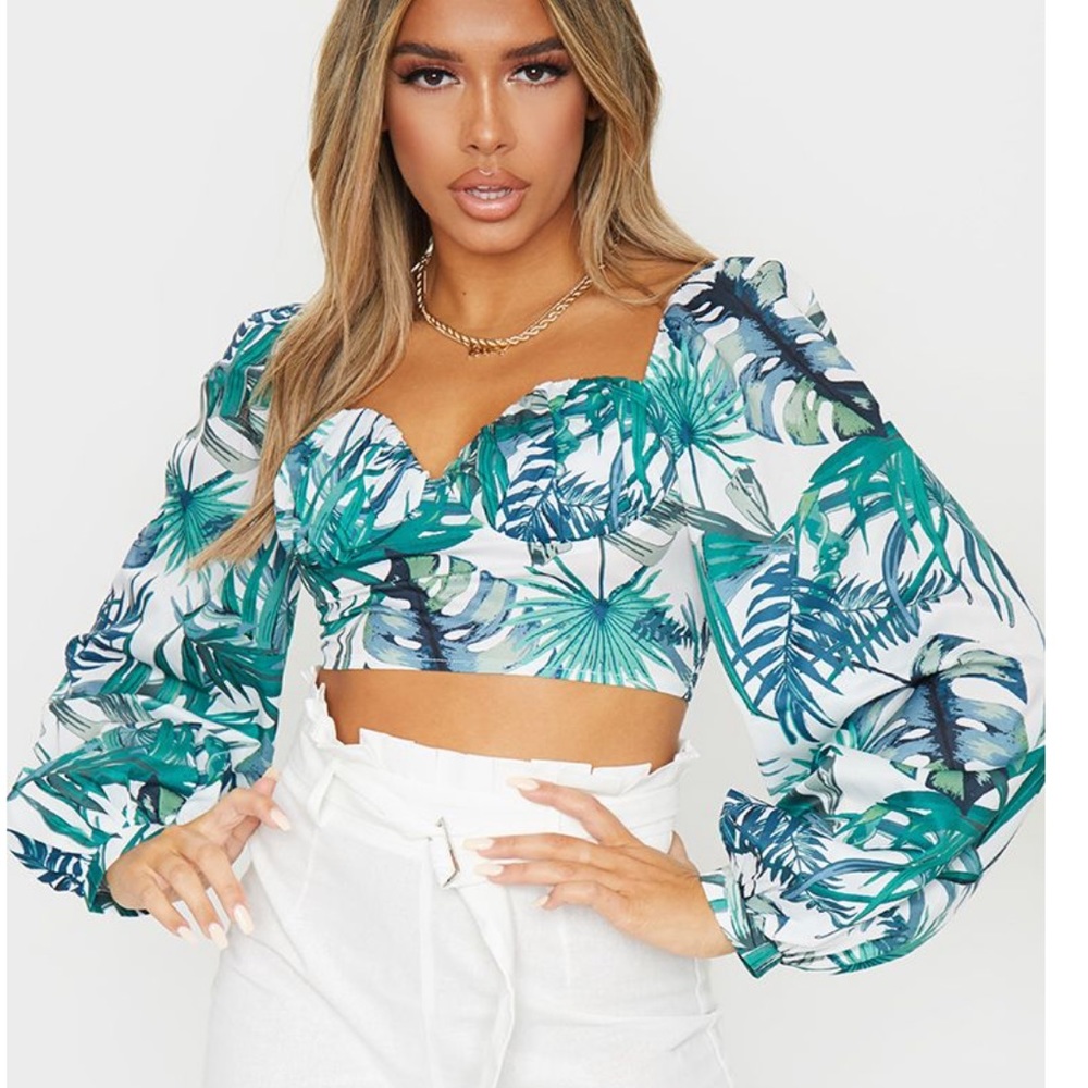 PLT Green Sexy Leaf Top - Picture 2 of 5